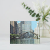 Chicago川コロンブスドライブボート場面 ポストカード (スタンド正面)