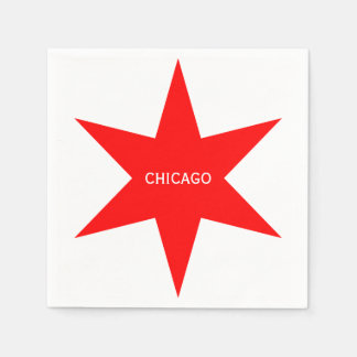 "CHICAGO" – シカゴ国旗Red 6の星 スタンダードカクテルナプキン