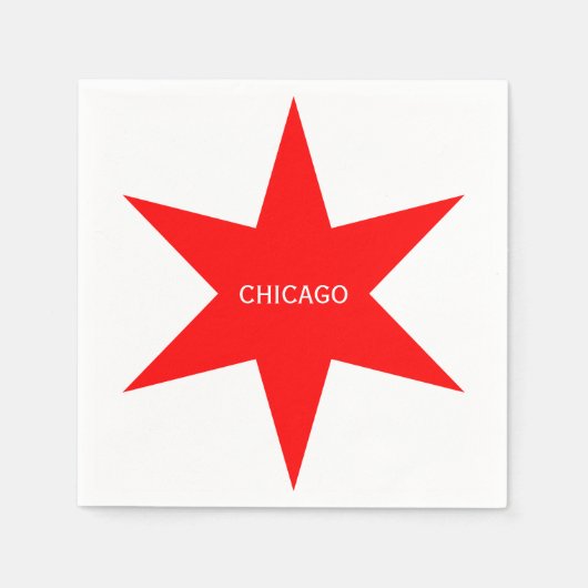"CHICAGO" – シカゴ国旗Red 6の星 スタンダードカクテルナプキン (正面)