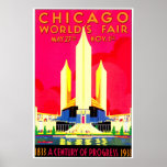 Chicago 1911 Worlds Fair ポスター<br><div class="desc">Chicago Worlds Fair of 1933. An intense mix of colors in the art deco style of advertising.</div>