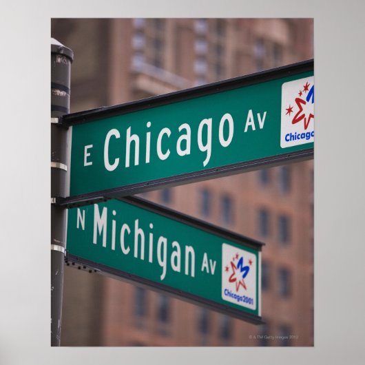 Chicago and Michigan Avenue signposts, Chicago, ポスター (正面)