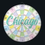Chicago Aquamarine Text on White And Pastel Colors ダーツボード<br><div class="desc">Chicago Aquamarine Colored Text on White And Pastel Colors Dart Board Game Including 6 Brass Darts 🎯Personalize with your text or name by selecting the personalization option. Please let me know if you have additional questions and because Zazzle's customer support handles the customer experience you may reach Zazzle customer support...</div>
