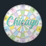 Chicago Aquamarine Text on White And Pastel Colors ダーツボード<br><div class="desc">Chicago Aquamarine Colored Text on White And Pastel Colors Dart Board Game Including 6 Brass Darts 🎯Personalize with your text or name by selecting the personalization option. Please let me know if you have additional questions and because Zazzle's customer support handles the customer experience you may reach Zazzle customer support...</div>