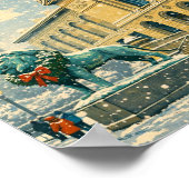 Chicago Art Institute in winter postcard ポスター (角)