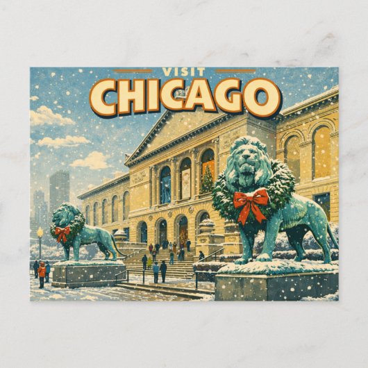 Chicago Art Institute in winter postcard ポストカード (正面)