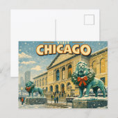 Chicago Art Institute in winter postcard ポストカード (正面/裏面)