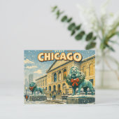 Chicago Art Institute in winter postcard ポストカード (スタンド正面)