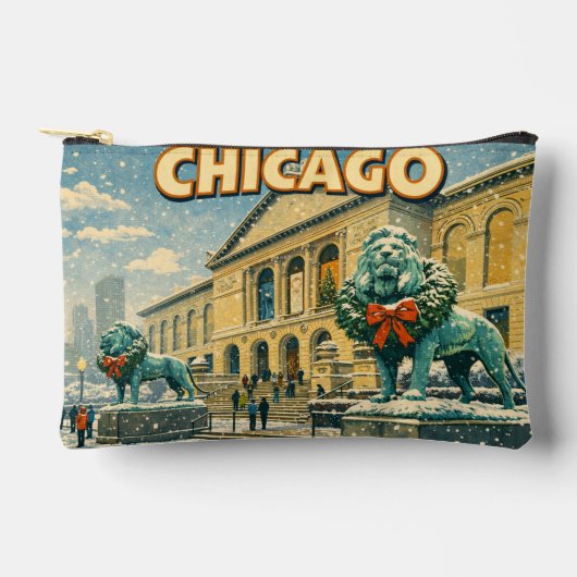 Chicago Art Institute in winter poster アクセサリーポーチ (正面)