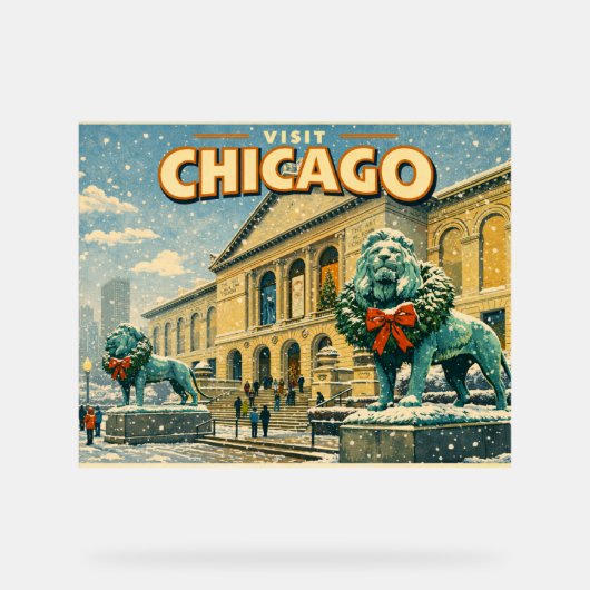 Chicago Art Institute in winter poster アクリルサイン (正面)