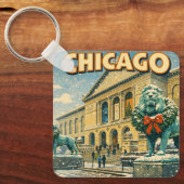 Chicago Art Institute in winter poster キーホルダー (正面)