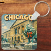 Chicago Art Institute in winter poster キーホルダー (裏面)