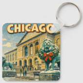 Chicago Art Institute in winter poster キーホルダー (裏面)