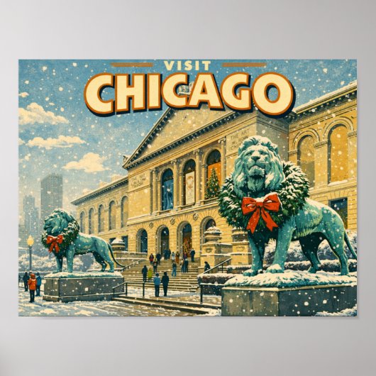 Chicago Art Institute in winter poster ポスター (正面)