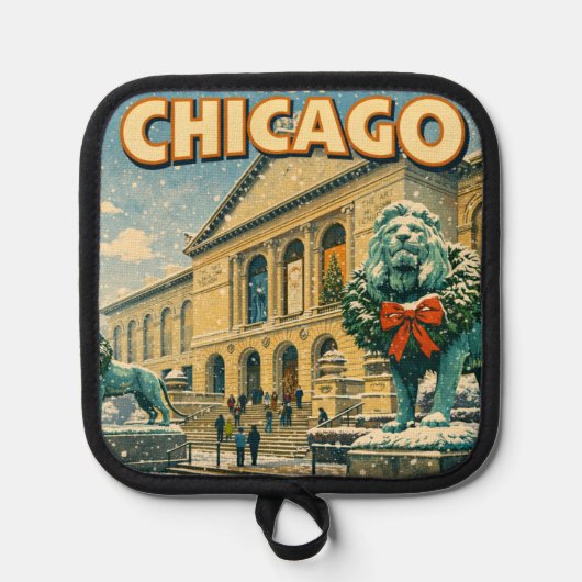 Chicago Art Institute in winter poster 鍋敷き (正面)