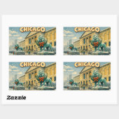 Chicago Art Institute in winter poster 長方形シール (シート)