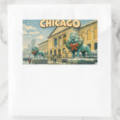 Chicago Art Institute in winter poster 長方形シール (バッグ)