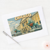 Chicago Art Institute in winter poster 長方形シール (封筒)