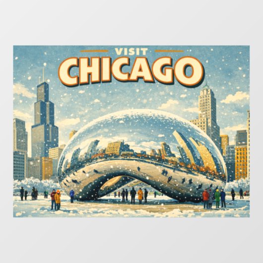 Chicago Bean in Winter  ウィンドウサイン (シート)