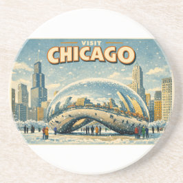 Chicago Bean in Winter coaster コースター