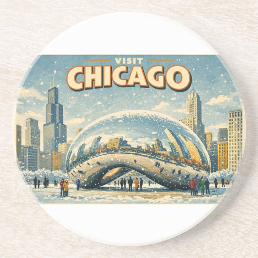 Chicago Bean in Winter coaster コースター (正面)