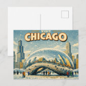 Chicago Bean in Winter Postcard ポストカード (正面/裏面)