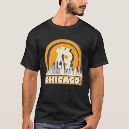 Chicago Bitcoin Maximalist  Bitcoin Chicago Skylin Tシャツ (正面)
