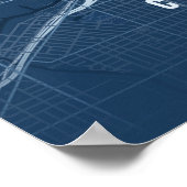 Chicago Blue Map Print Wall art Poster Gift Idea ポスター (角)