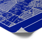 Chicago Blueprint City Map Poster Blue Minimalist ポスター (角)