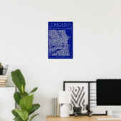 Chicago Blueprint City Map Poster Blue Minimalist ポスター (ホームオフィス)