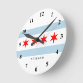 Chicago city flag custom round wall clock ラウンド壁時計 (傾斜)