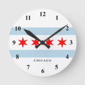 Chicago city flag custom round wall clock ラウンド壁時計 (正面)