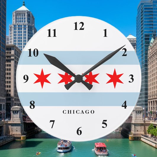 Chicago city flag custom round wall clock ラウンド壁時計