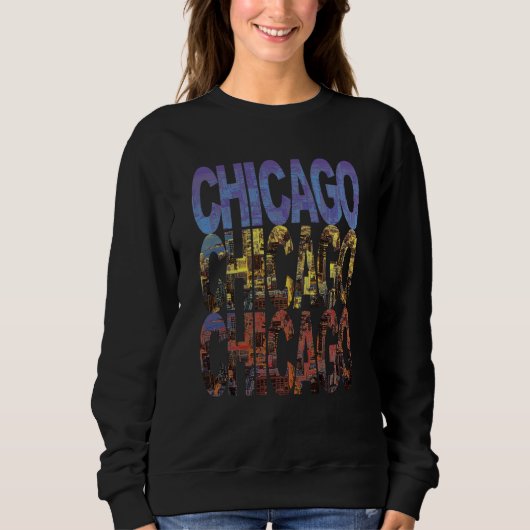 Chicago City Flag Downtown Skyline Chicago スウェットシャツ (正面)