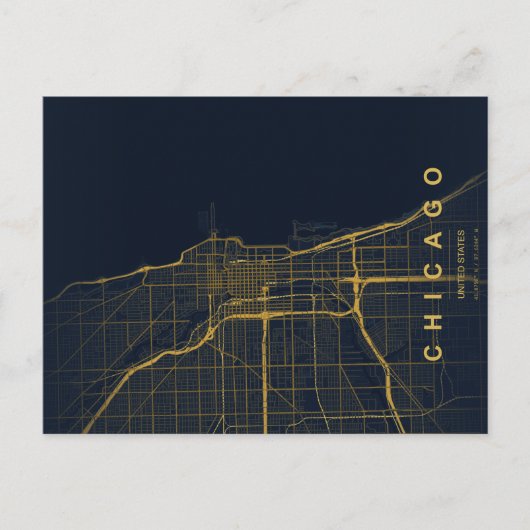 Chicago City Map Minimal Postcard ポストカード (正面)