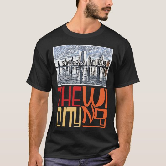Chicago City Skyline  Chicago Skyline Silhouette Tシャツ (正面)