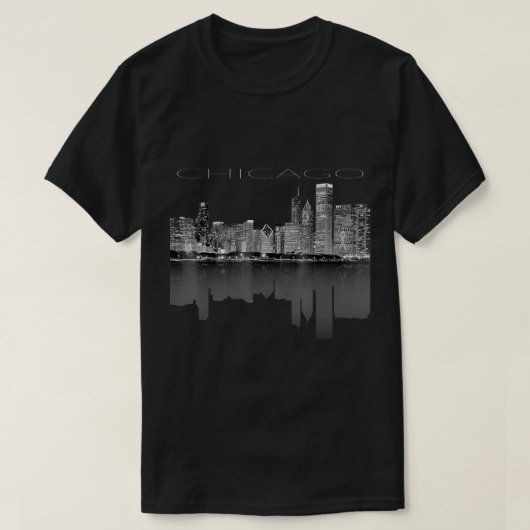 Chicago City Skyline Lights at Night T shirt396 Tシャツ (デザイン正面)