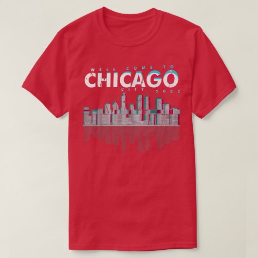 Chicago City Skyline Lights at Night Urban Cover A Tシャツ (デザイン正面)