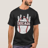 Chicago Distressed Baseball   Retro Skyline   USA Tシャツ (正面)