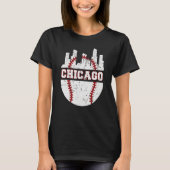 Chicago Distressed Baseball   Retro Skyline   USA Tシャツ (正面)