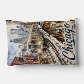 Chicago El Train in the Winter Snow アクセサリーポーチ (裏面)