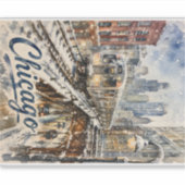 Chicago El Train in the Winter Snow シール (正面)