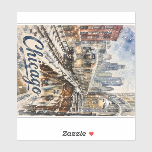 Chicago El Train in the Winter Snow シール (シート)