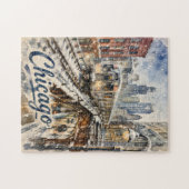 Chicago El Train in the Winter Snow ジグソーパズル (横)