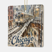 Chicago El Train in the Winter Snow セラミックオーナメント (左)