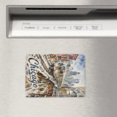 Chicago El Train in the Winter Snow マグネット (インサイチュ (食洗機))