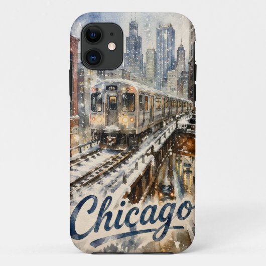 Chicago El Train in the Winter Snow Case-Mate iPhoneケース (裏面)