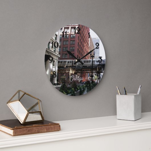 Chicago Elevated Loop Train ラージ壁時計 (オフィス)