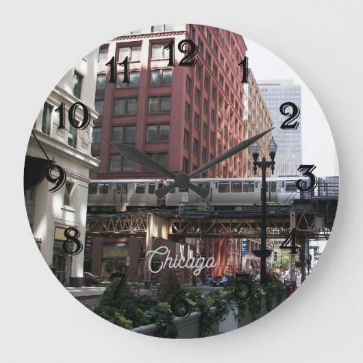 Chicago Elevated Loop Train ラージ壁時計 (正面)