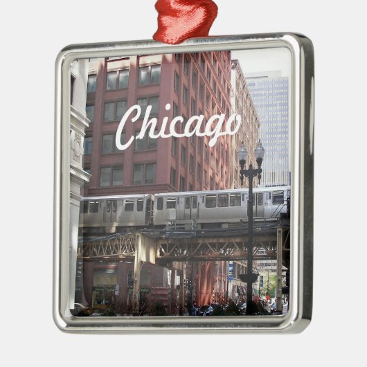 Chicago Elevated Loop Train Holiday メタルオーナメント (左)