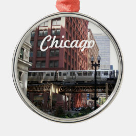 Chicago Elevated Loop Train Holiday メタルオーナメント